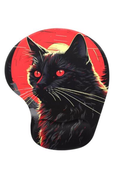Lord Mountain Dark Cat Mouse Pad with Wrist Support,Printed Mouse Pad,Ergonomic Comfortable Comfort Mouse Pad