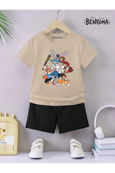 BENROMA Unisex Kids Shorts Set - Character Printed