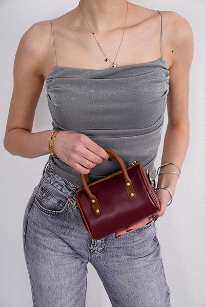 Unique Women's Cylinder Model Cross Strap Small Shoulder and Shoulder Bag