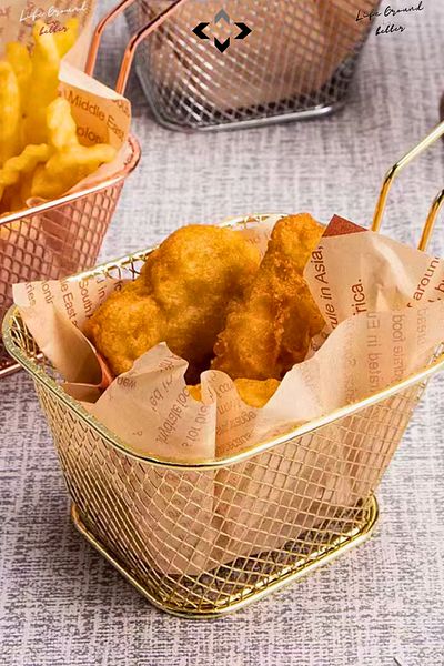 LİGROUND 🍟   3X French Fries Serving Set Mini Nugget Chicken Serving Basket Stainless Steel Serving Presentation Set
