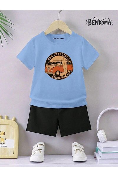 BENROMA Set pantaloni scurți unisex pentru copii - imprimat cu caractere