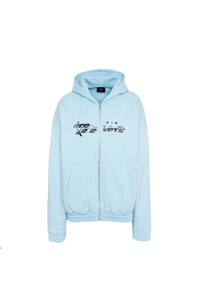 Cadde export Oversize Zip Hoodie Baskılı