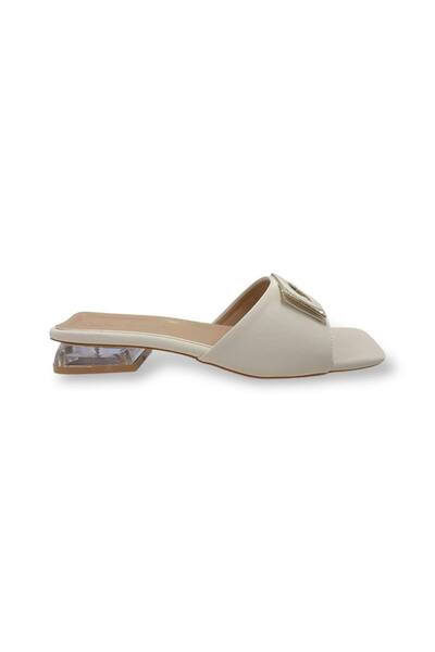 İST FİDAN KUNDURA Women's Buckle Transparent Heel Evening Dress Slippers 35828