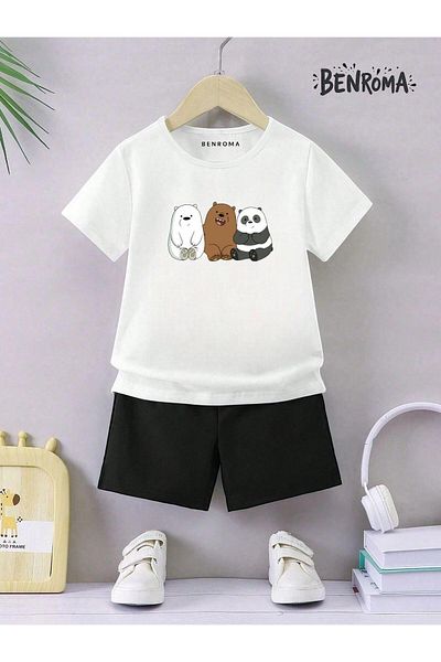 BENROMA Unisex Kids Shorts Set - Character Printed