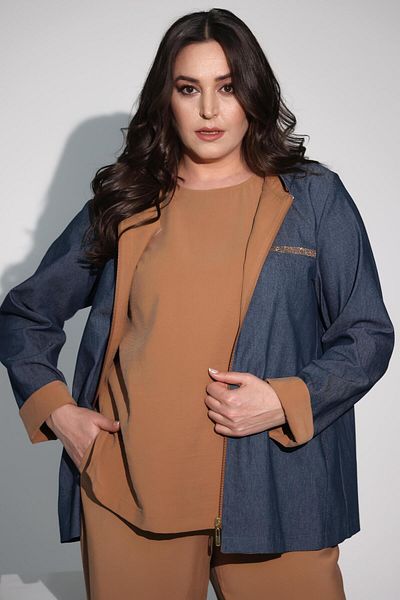 Metpoint Trench albastru Trend42plus cu glugă, cu imprimeu cu fermoar, mărime mare