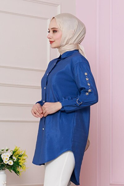 Sevitli Μπλε τουνίκ - Λεπτομέρεια με μανίκια