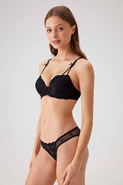 Pierre Cardin 4031 Σετ σουτιέν με δαντέλα με εσώρουχο-Μαύρο