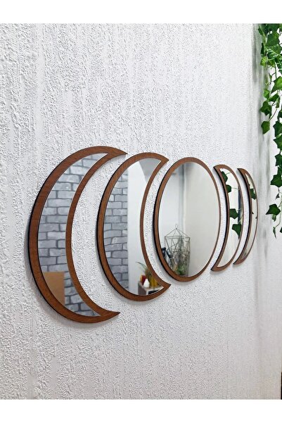 exalted hawk Ay Evresi Duvar Ayna Seti 5 Parçalı – Akçaağaç Mdf Ve Pleksi Ayna