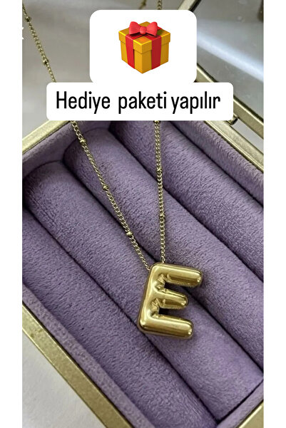 Genel Markalar Kadın E Harfli Balon Üç Boyutlu Çelik Kolye