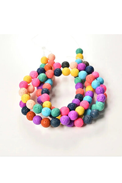 SESİKA HOBİ Γνήσια φυσική πέτρα Α Ποιότητα Μικτό Χρώμα Λάβα 8mm 1 Σειρά Μέσος...