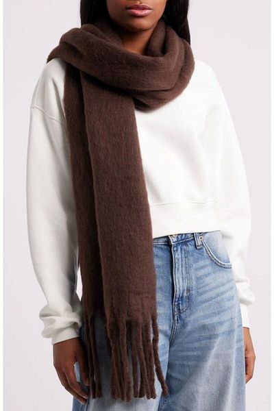 shieba outlet Trend καφέ μπουκλόνι με κασκόλ