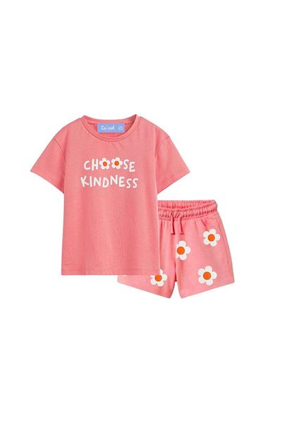 Magu Pink Floral Patterned Children's Shorts Set |   Choose Kindness Summer Suit