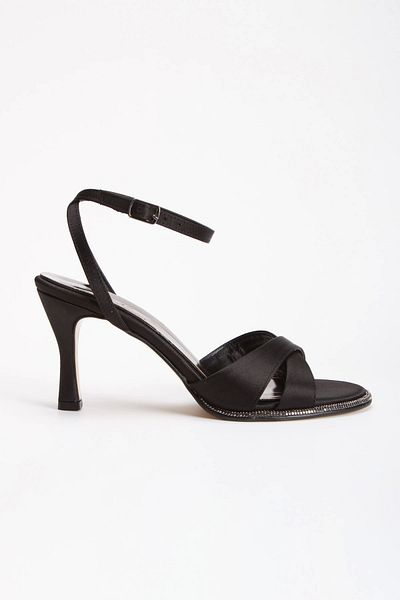 MFT AYAKKABI Women's Black Satin Stoned Evening Dress Shoes