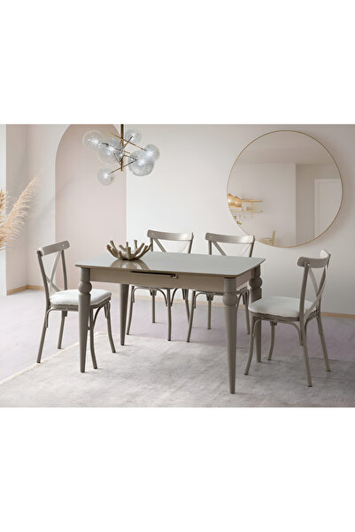 Viento Mobilya Venüs Cappucino HG Açılır 120X80 Masa Bahar 4 Kişilik Krem Bab...