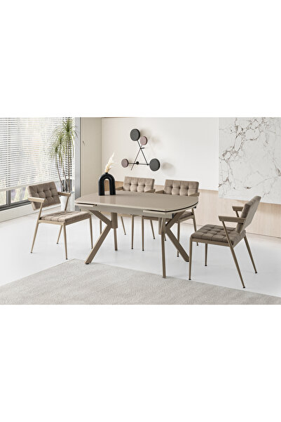 Viento Mobilya Still Cappicino Highgloss Açılır 130X80 Masa 6 Kişilik Babyfac...