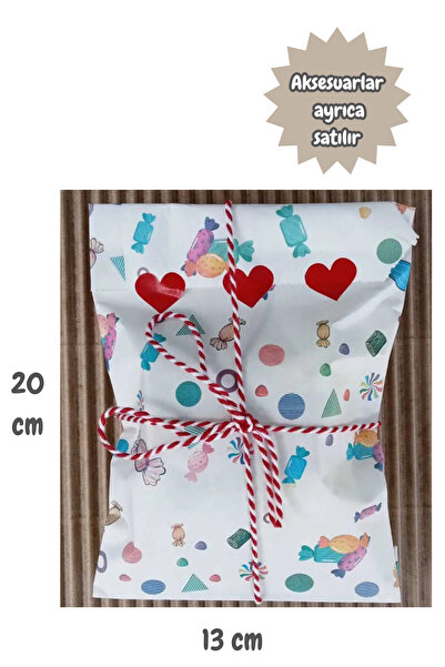 Dekals 50 Adet Bayram Temalı Hediye Paketi Harçlık Şeker Çikolata Ambalaj Kağ...