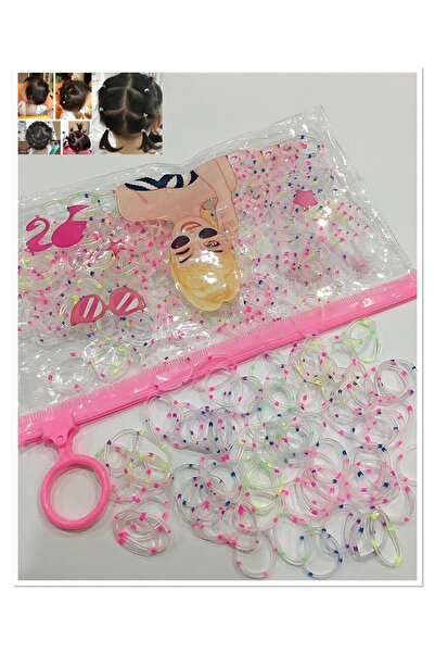 NEW HİLL 300 Adet Kopmayan Kaliteli Puantiyeli Renkli Örgü Lastik Toka (ŞEFFA...