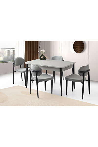 Viento Mobilya Kelebek Tekno Açık Gri HG Açılır 130X80 Masa 4 Kişilik Babyfac...