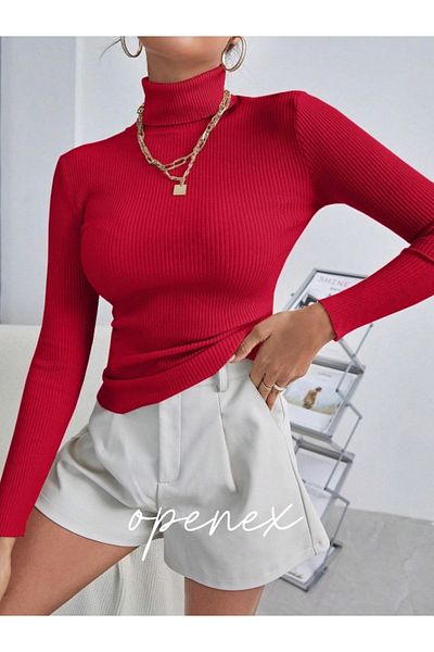 OPENEX Women's Seasonal Ribbed Full-Top Knitwear Sweater