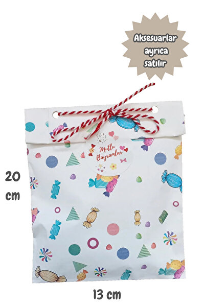 Dekals 100 Adet 11x20 Bayram Temalı Hediye Poşeti Harçlık Şeker Çikolata Ambalaj Kağıdı