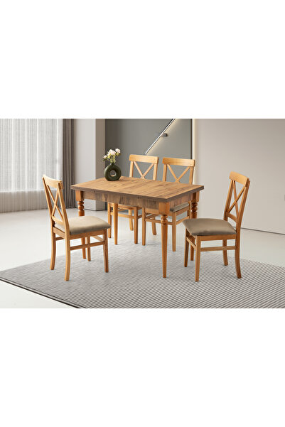 Viento Mobilya Smart Diş Budak Desen Açılır 110X70 Masa 6 Kişilik Babyface Ah...