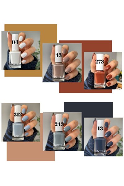Pastel 6’lı Set Oje 04 - 13 - 43 - 243 - 273 - 312 Nail Polish Kış Renkleri Kadın Kozmetik