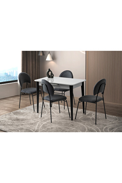 Viento Mobilya Milano Açık Gri Highgloss Açılır 100X60 Masa 4 Kişilik Babyfac...