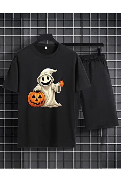 caddekombin Tricou cu imprimeu Ghost, pantaloni scurti cu picioare largi, cro...