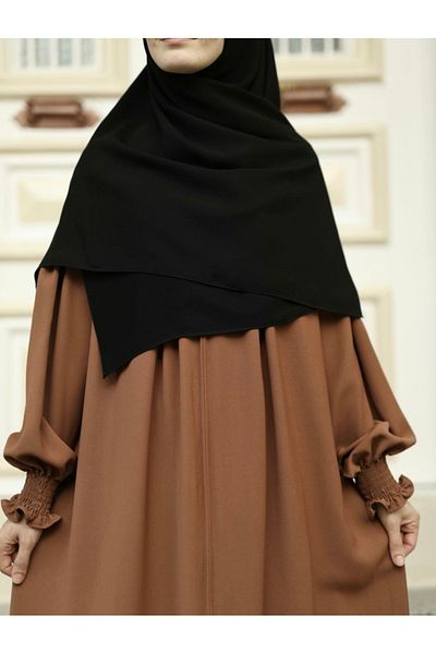 FRESCO SCARFS Hijab Hijab - Μαύρο Μεταξωτό Φουλάρι Medina