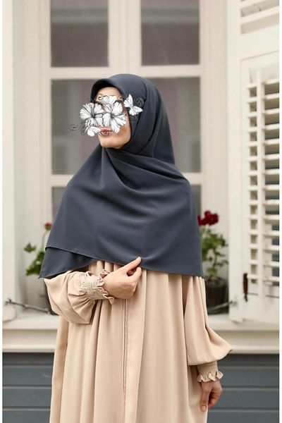 FRESCO SCARFS Hijab Hijab - Μεταξωτό Φουλάρι Medina, Ανθρακί