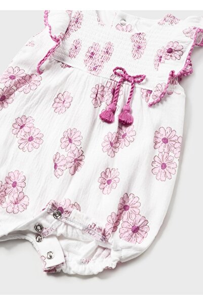 MAYORAL Summer Baby Girl Short Jumpsuit Hat Set