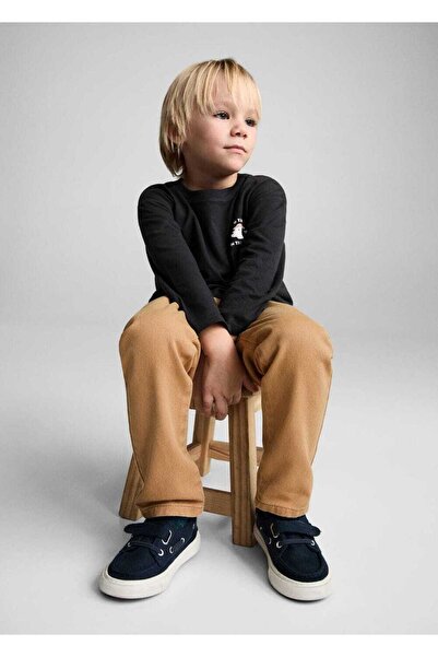 MANGO Baby Βαμβακερό στενό παντελόνι