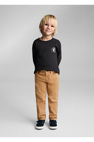 MANGO Baby Βαμβακερό στενό παντελόνι