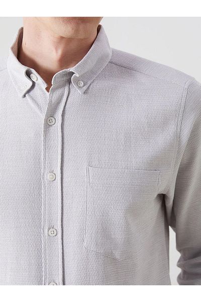 LC Waikiki Ανδρικό πουκάμισο LCWAIKIKI Classic Grey Regular Fit μακρυμάνικο Dobby
