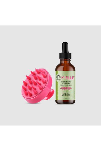 Millie | Organics Rosemary and Peppermint Hair Oil Set with Massage Brush (Color Random)