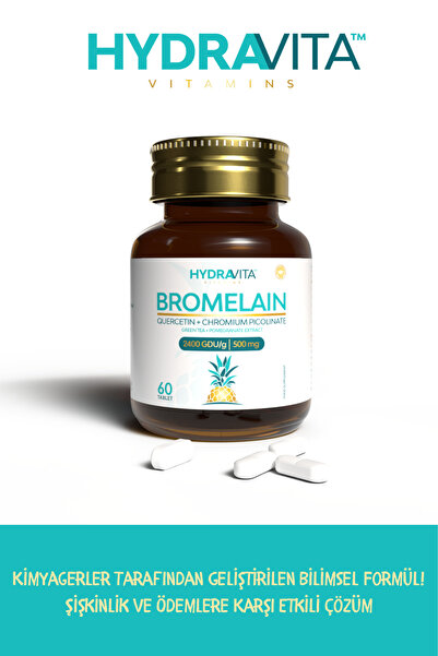 bromelain (Ananas), Krom Pikolinat, Yeşilçay, Nar ve Kuersetin İçeren Tablet Takviye Edici Gıda