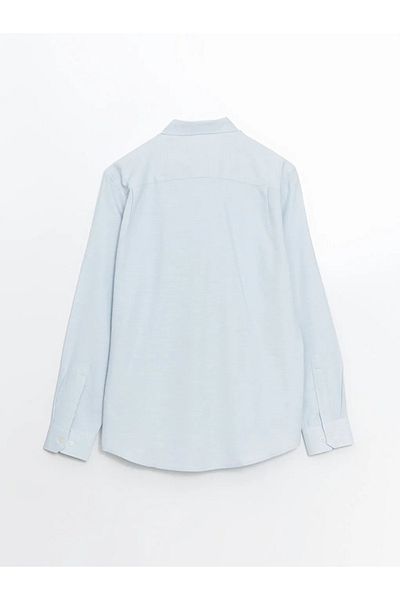 LC Waikiki Lcwaikiki Classic Blue Regular Fit Long Sleeve Dobby Men's Shirt