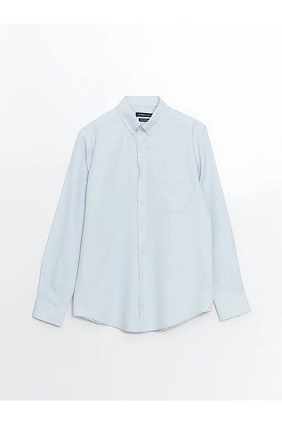 LC Waikiki Lcwaikiki Classic Blue Regular Fit Long Sleeve Dobby Men's Shirt