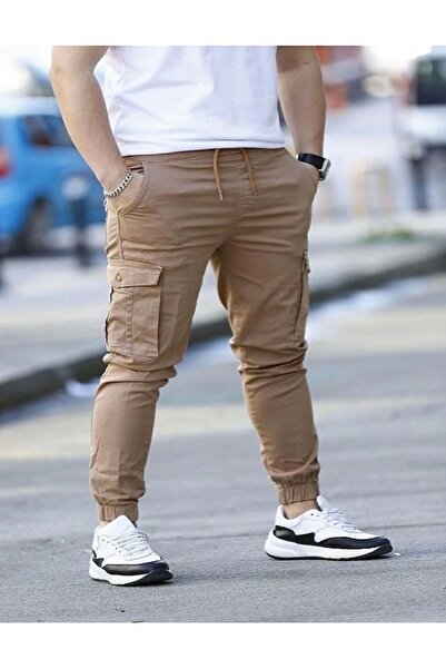 shn sportswear Lycra brown cargo pants with elastic waist and legs
