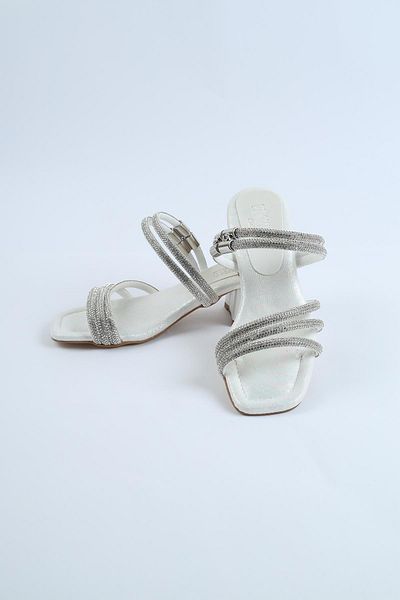 Moda Lime Pantofi pentru fete cu toc alb argintiu - Accesoriu pentru rochie de nunta si seara