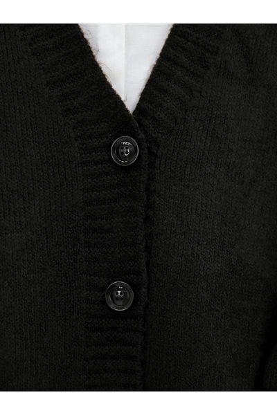 Modamorfo Buttoned Oversize Knitwear Cardigan -Black