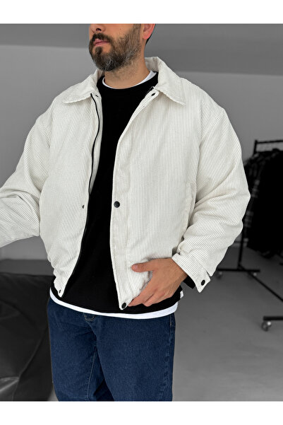 çerme Бяла бомбър яке от кадифе