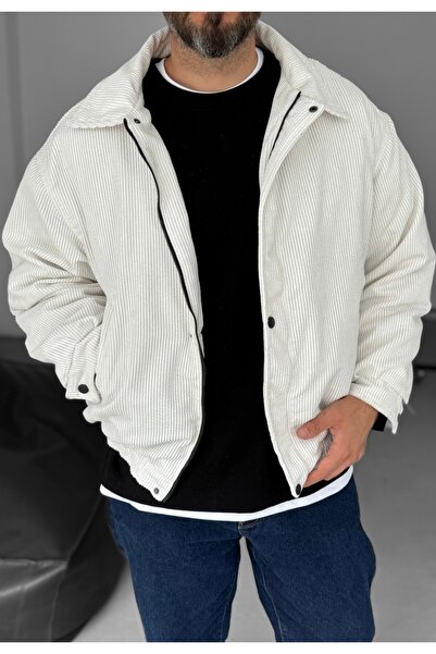 çerme Бяла бомбър яке от кадифе