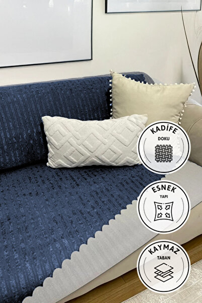 Genel Markalar Kaymaz Taban Süngerli Kadife Koltuk - Çekyat Örtüsü 170x210 - ...