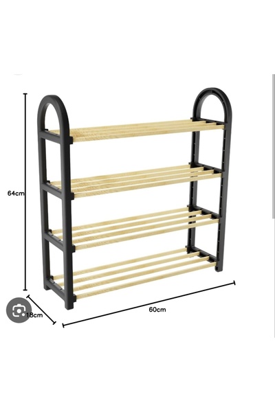 Store Bayro 4 Katlı 1.sınıf Mega Ahşap Çubuklu Ayakkabılık 4 Bölmeli Düzenleyici