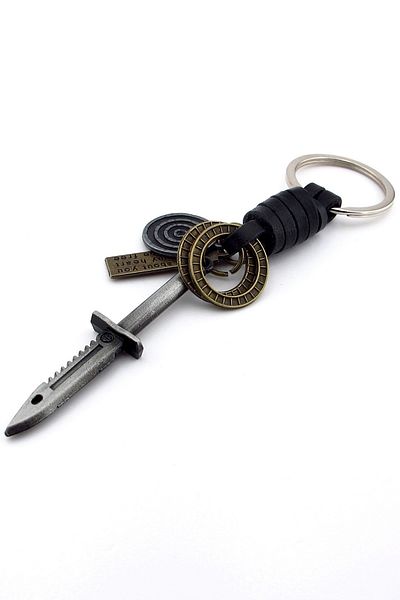 Solfera Magnum Survival Knife Rambo Knife-Shaped Leather Metal Keychain Kc165