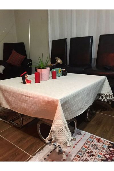 PERDELANCE Față de masă Buldan autentică din dantelă de mână cu patru colțuri