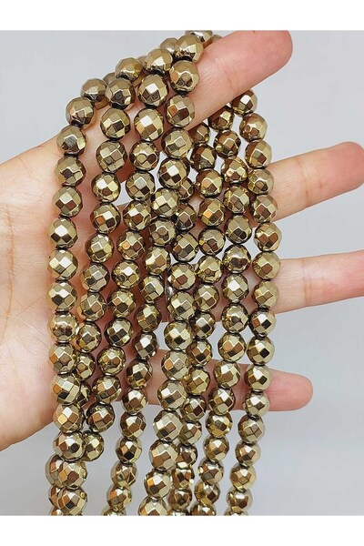 Yasamtohumu 8mm niz fasetiranog kroj hematitnog kamena - 55696