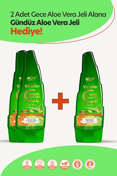 WOW Skin Science Aloe Vera Vitamin C Day Face Care Gel - 150X3 ml Gift Set of 3