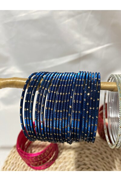 Home Şık Nervürlü Alüminyum Hint Bilezik Seti – 24’lü Parlak Detaylı - 2.10 B...